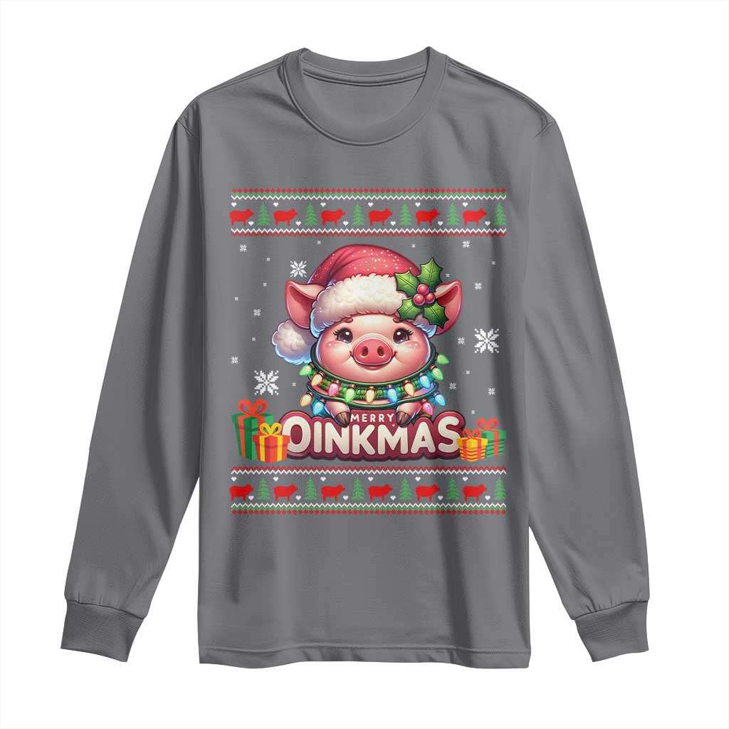 Funny Merry Oinkmas Long Sleeve Shirt Pig Lover Ugly Christmas Gift - Wonder Print Shop