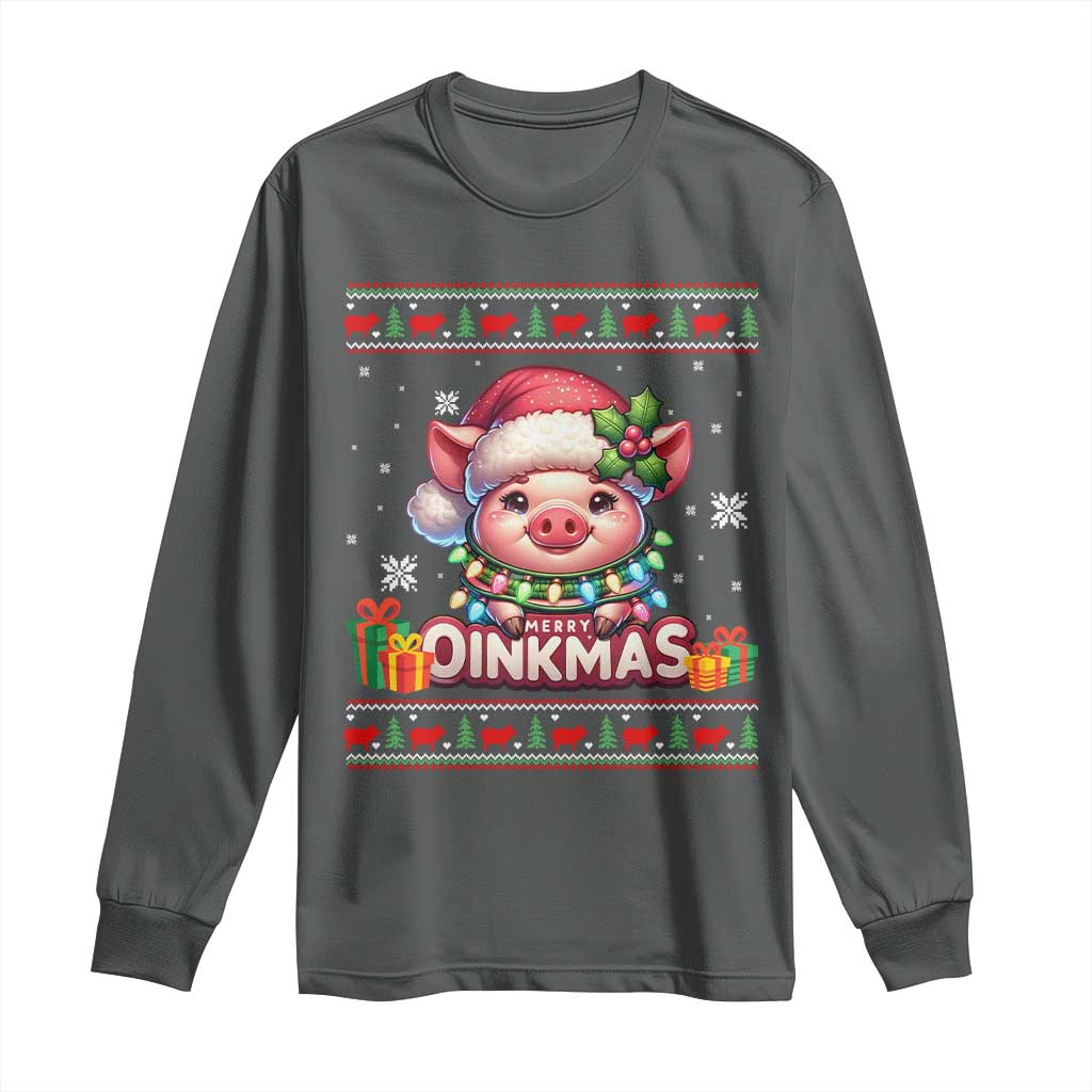 Funny Merry Oinkmas Long Sleeve Shirt Pig Lover Ugly Christmas Gift - Wonder Print Shop
