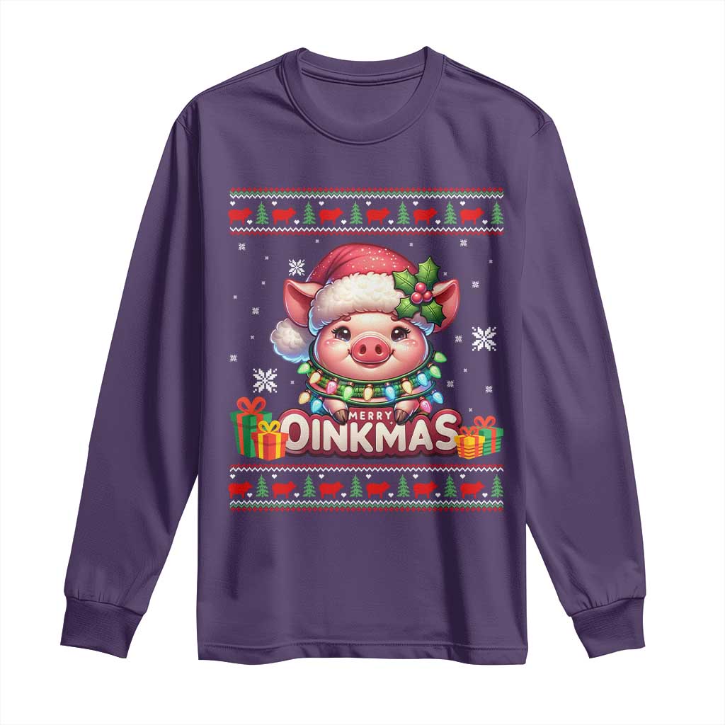Funny Merry Oinkmas Long Sleeve Shirt Pig Lover Ugly Christmas Gift - Wonder Print Shop