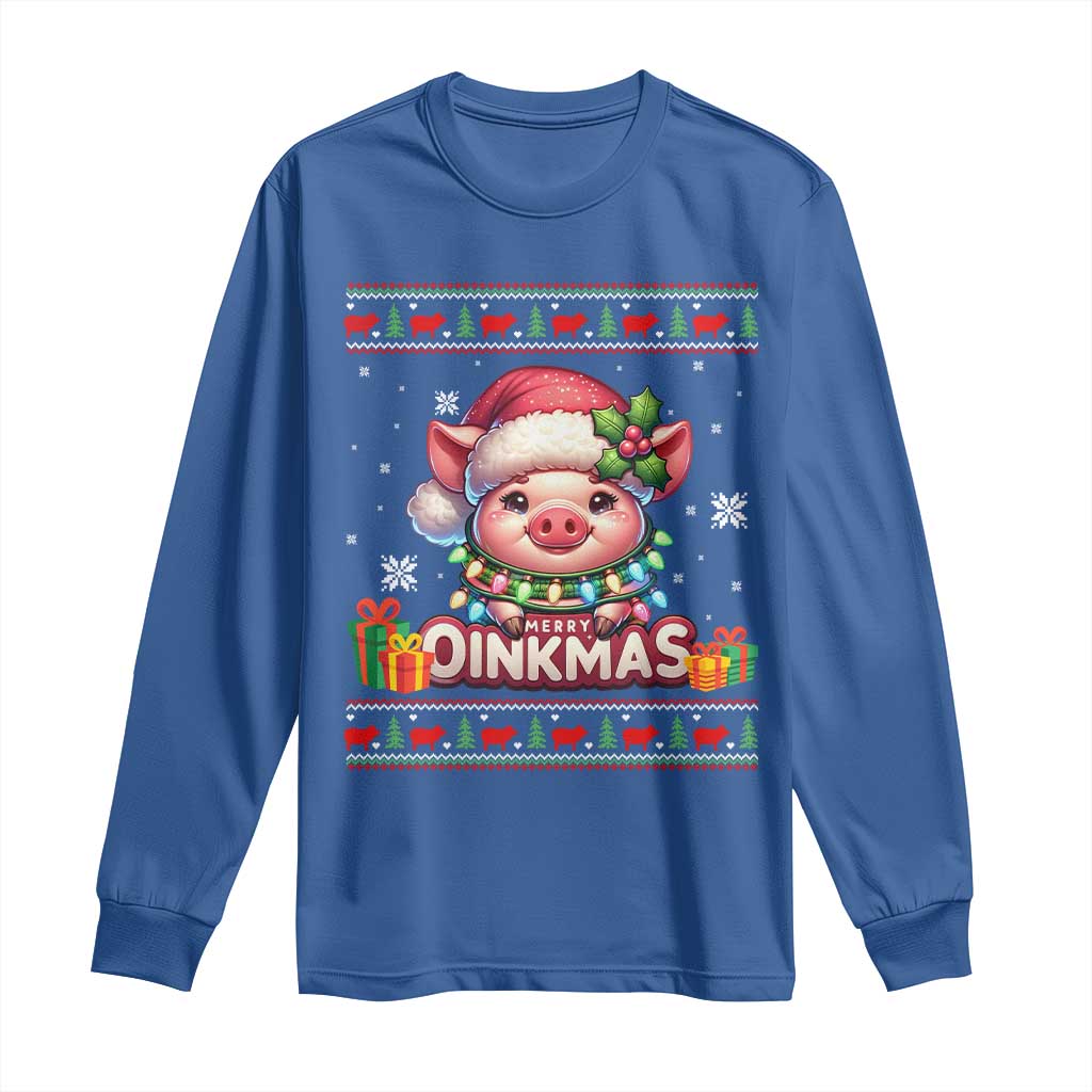 Funny Merry Oinkmas Long Sleeve Shirt Pig Lover Ugly Christmas Gift - Wonder Print Shop