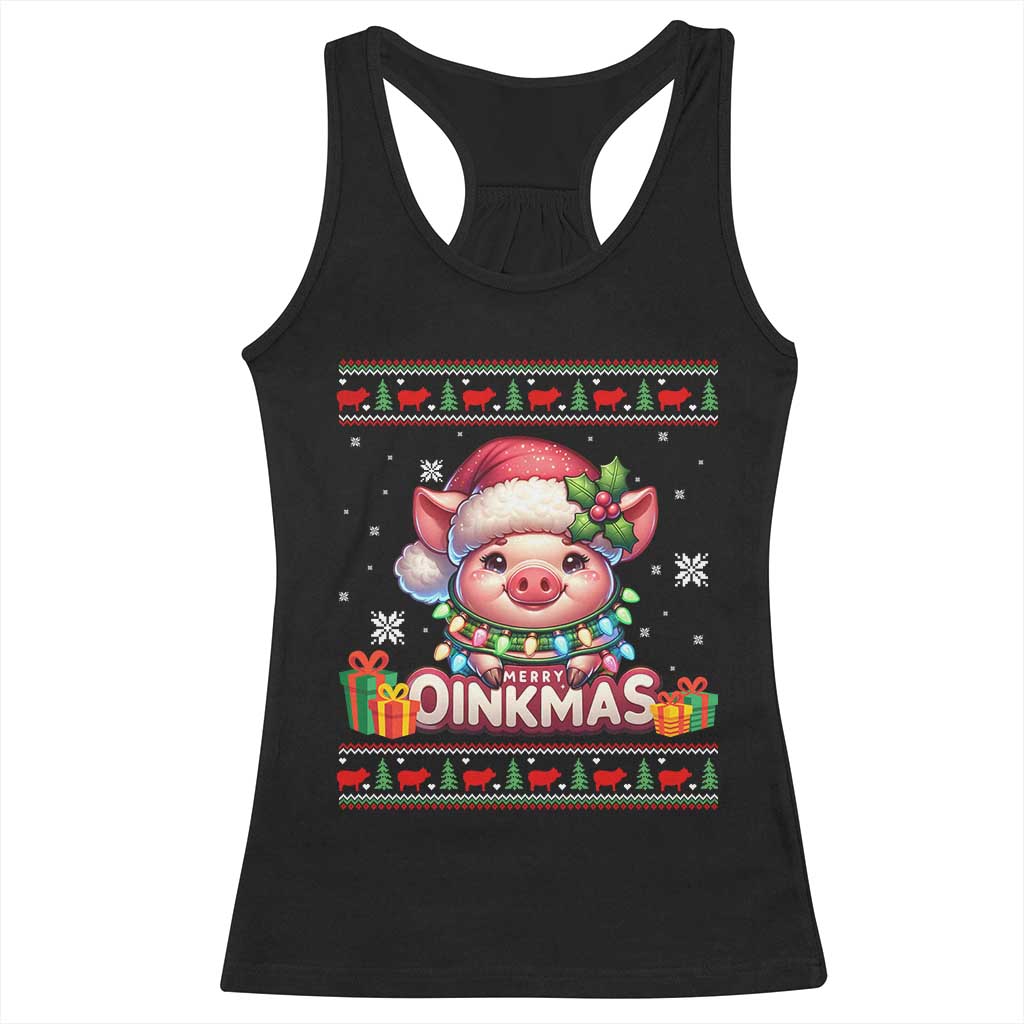 Funny Merry Oinkmas Racerback Tank Top Pig Lover Ugly Christmas Gift - Wonder Print Shop