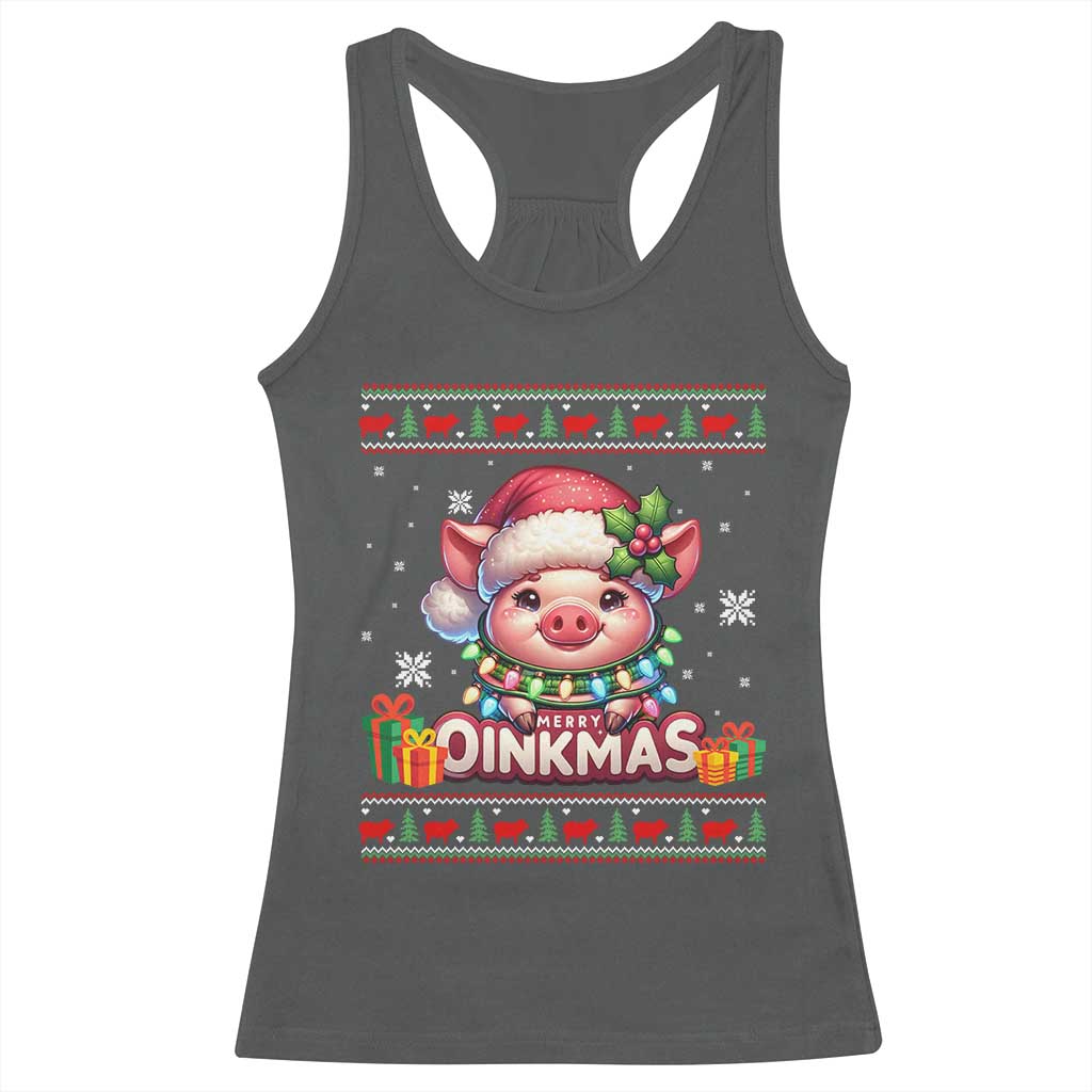 Funny Merry Oinkmas Racerback Tank Top Pig Lover Ugly Christmas Gift - Wonder Print Shop