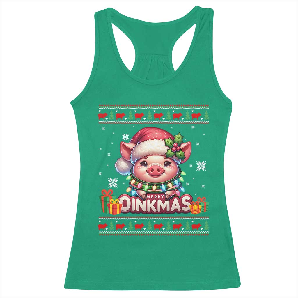 Funny Merry Oinkmas Racerback Tank Top Pig Lover Ugly Christmas Gift - Wonder Print Shop