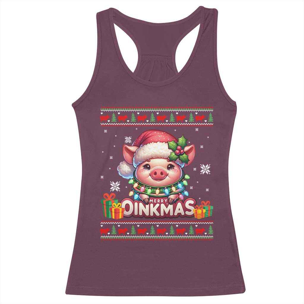 Funny Merry Oinkmas Racerback Tank Top Pig Lover Ugly Christmas Gift - Wonder Print Shop