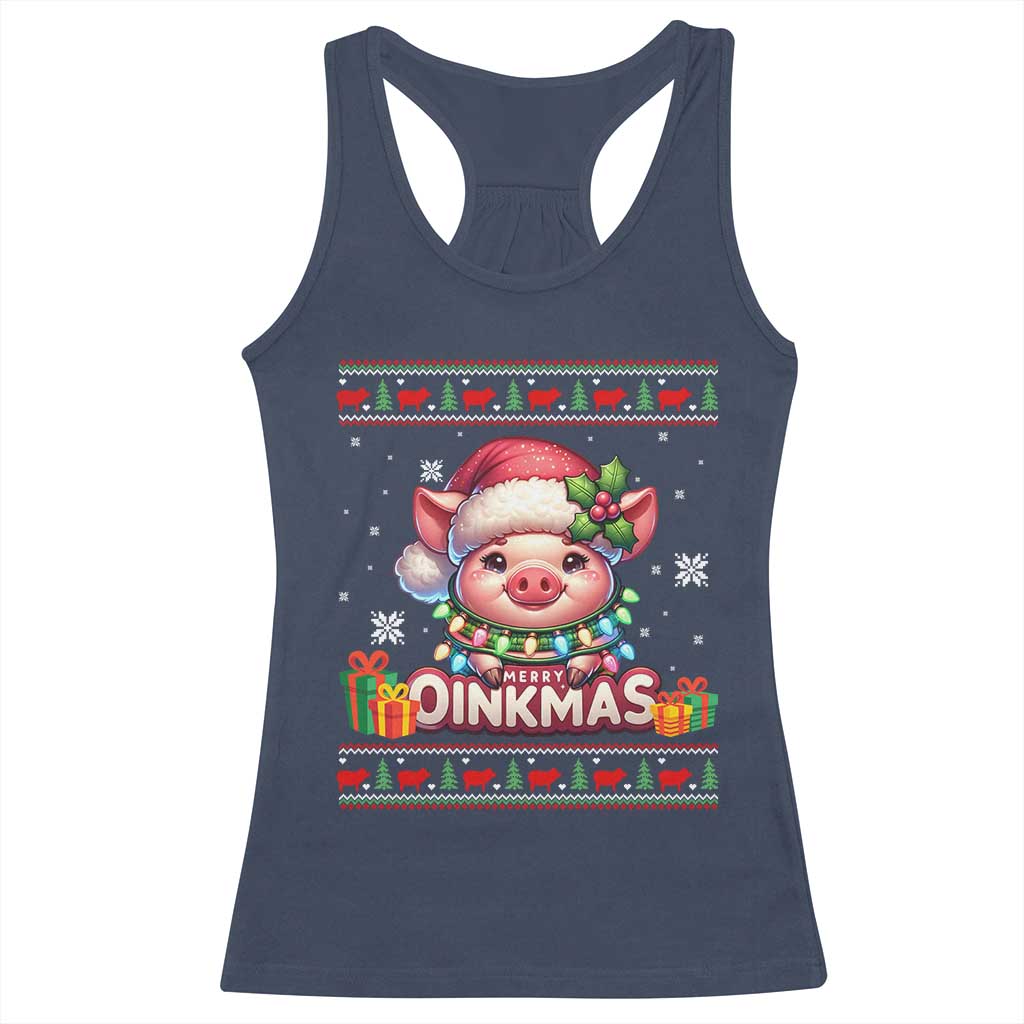 Funny Merry Oinkmas Racerback Tank Top Pig Lover Ugly Christmas Gift - Wonder Print Shop