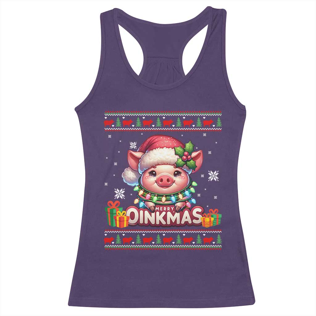 Funny Merry Oinkmas Racerback Tank Top Pig Lover Ugly Christmas Gift - Wonder Print Shop