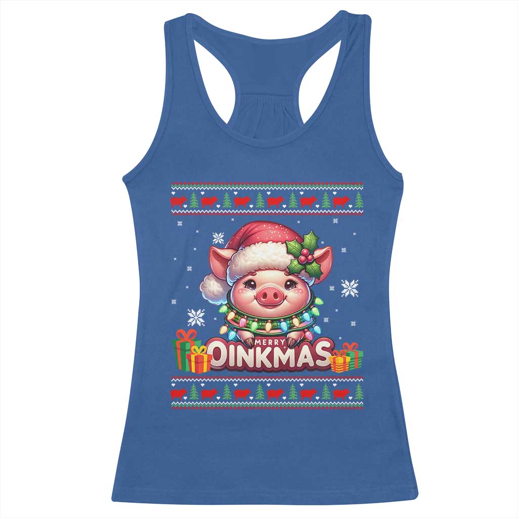 Funny Merry Oinkmas Racerback Tank Top Pig Lover Ugly Christmas Gift - Wonder Print Shop