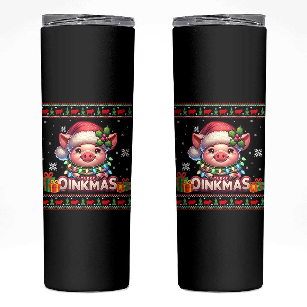Funny Merry Oinkmas Skinny Tumbler Pig Lover Ugly Christmas Gift - Wonder Print Shop