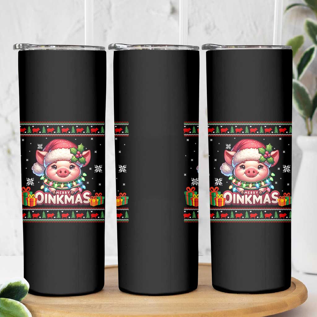 Funny Merry Oinkmas Skinny Tumbler Pig Lover Ugly Christmas Gift - Wonder Print Shop