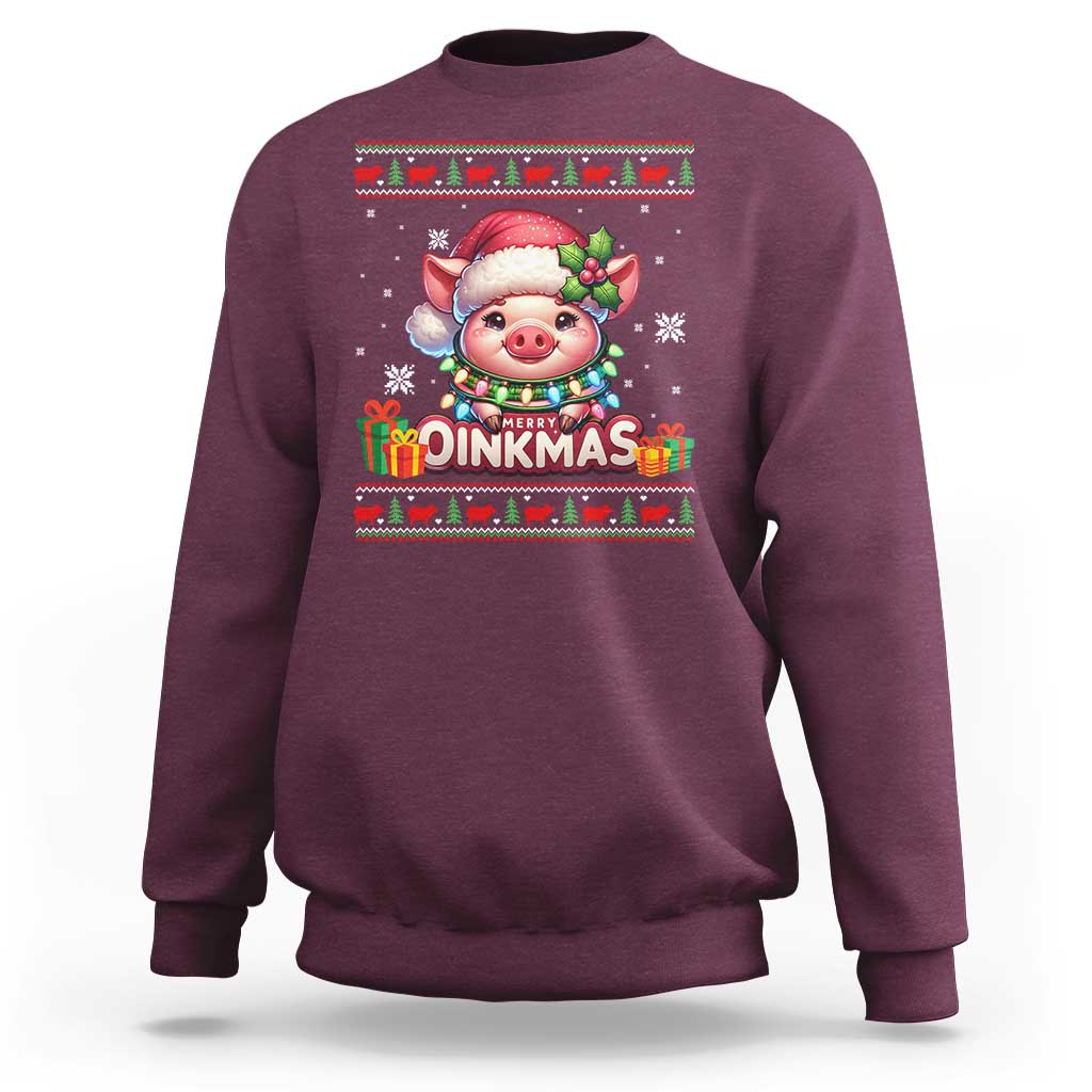 Funny Merry Oinkmas Sweatshirt Pig Lover Ugly Christmas Gift - Wonder Print Shop
