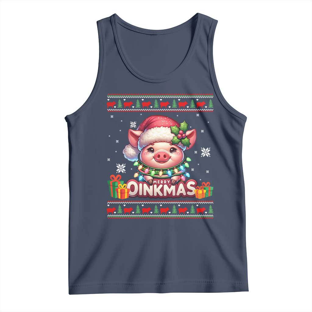 Funny Merry Oinkmas Tank Top Pig Lover Ugly Christmas Gift - Wonder Print Shop