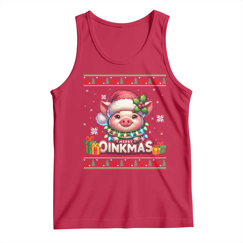 Funny Merry Oinkmas Tank Top Pig Lover Ugly Christmas Gift - Wonder Print Shop