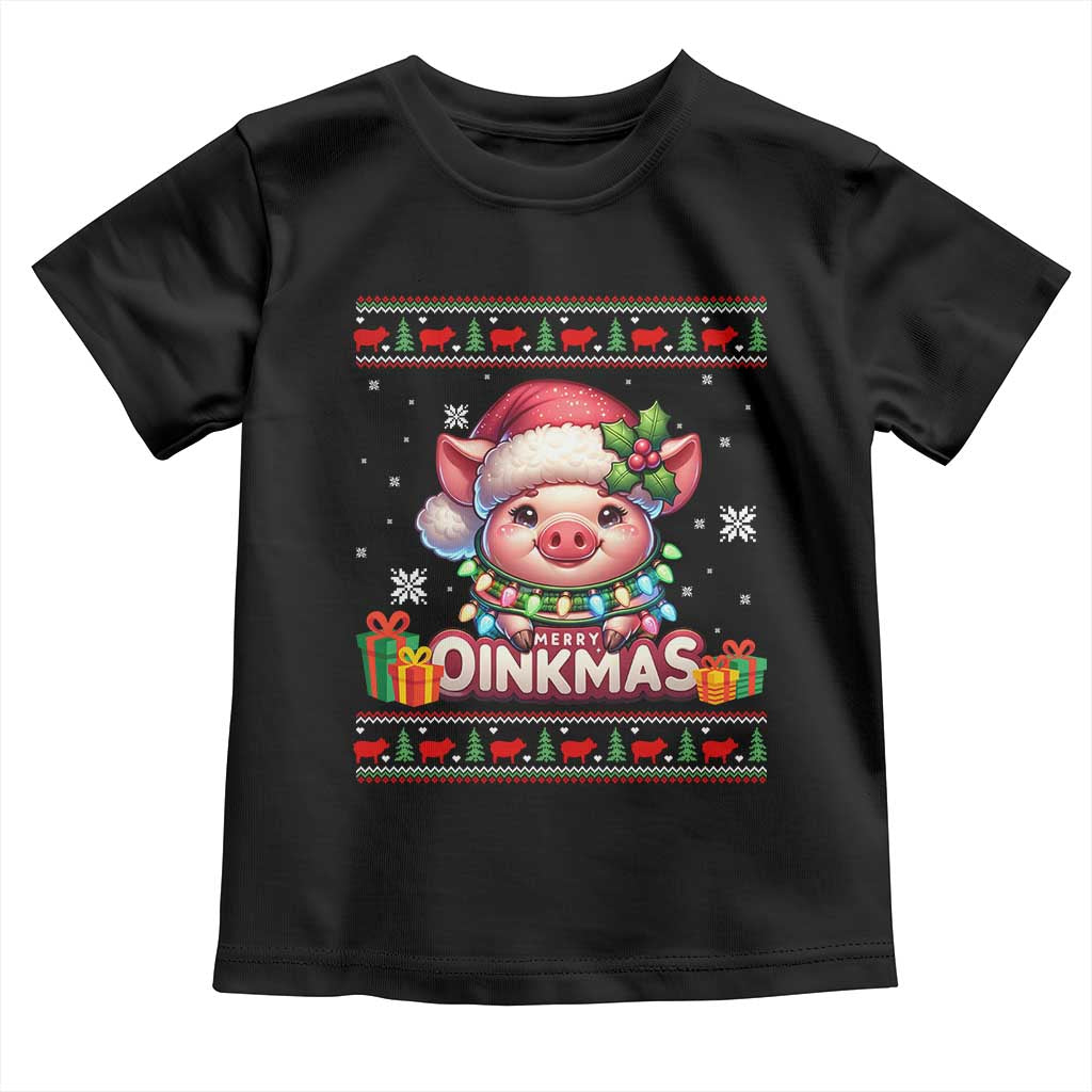 Funny Merry Oinkmas Toddler T Shirt Pig Lover Ugly Christmas Gift - Wonder Print Shop