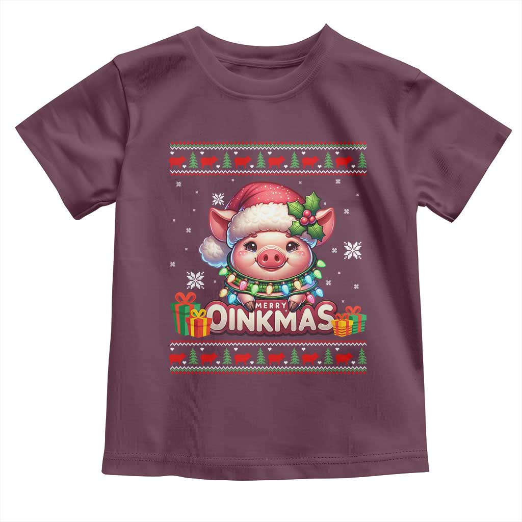 Funny Merry Oinkmas Toddler T Shirt Pig Lover Ugly Christmas Gift - Wonder Print Shop