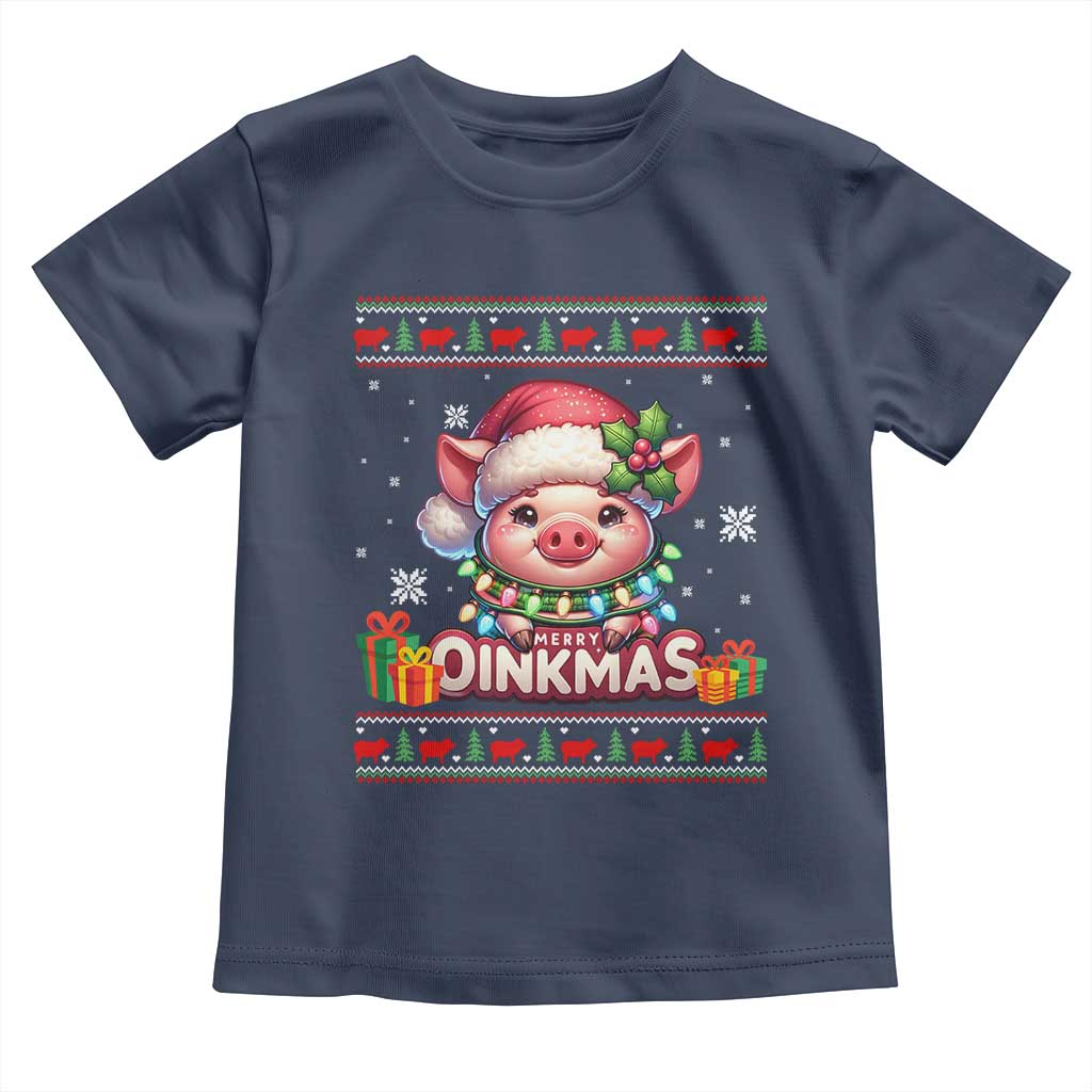 Funny Merry Oinkmas Toddler T Shirt Pig Lover Ugly Christmas Gift - Wonder Print Shop