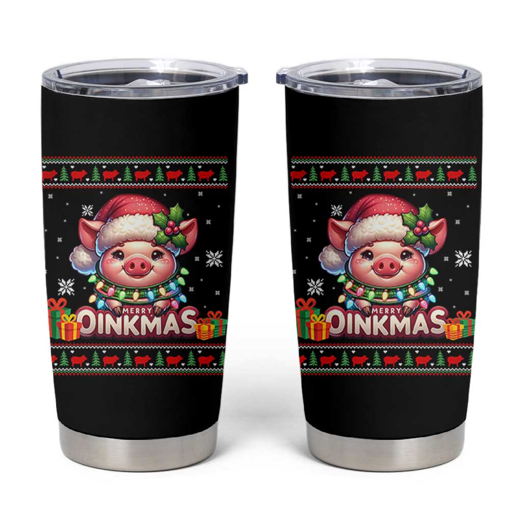 Funny Merry Oinkmas Tumbler Cup Pig Lover Ugly Christmas Gift - Wonder Print Shop