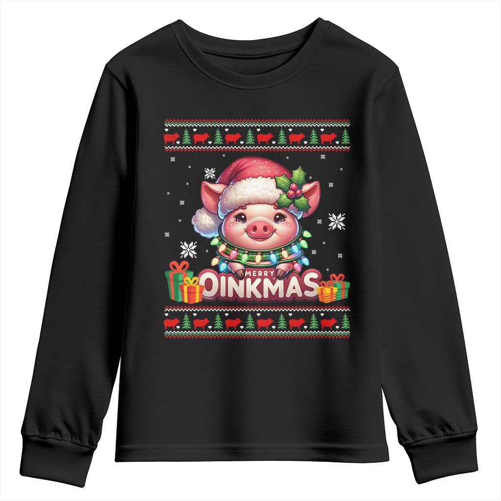 Funny Merry Oinkmas Youth Sweatshirt Pig Lover Ugly Christmas Gift - Wonder Print Shop