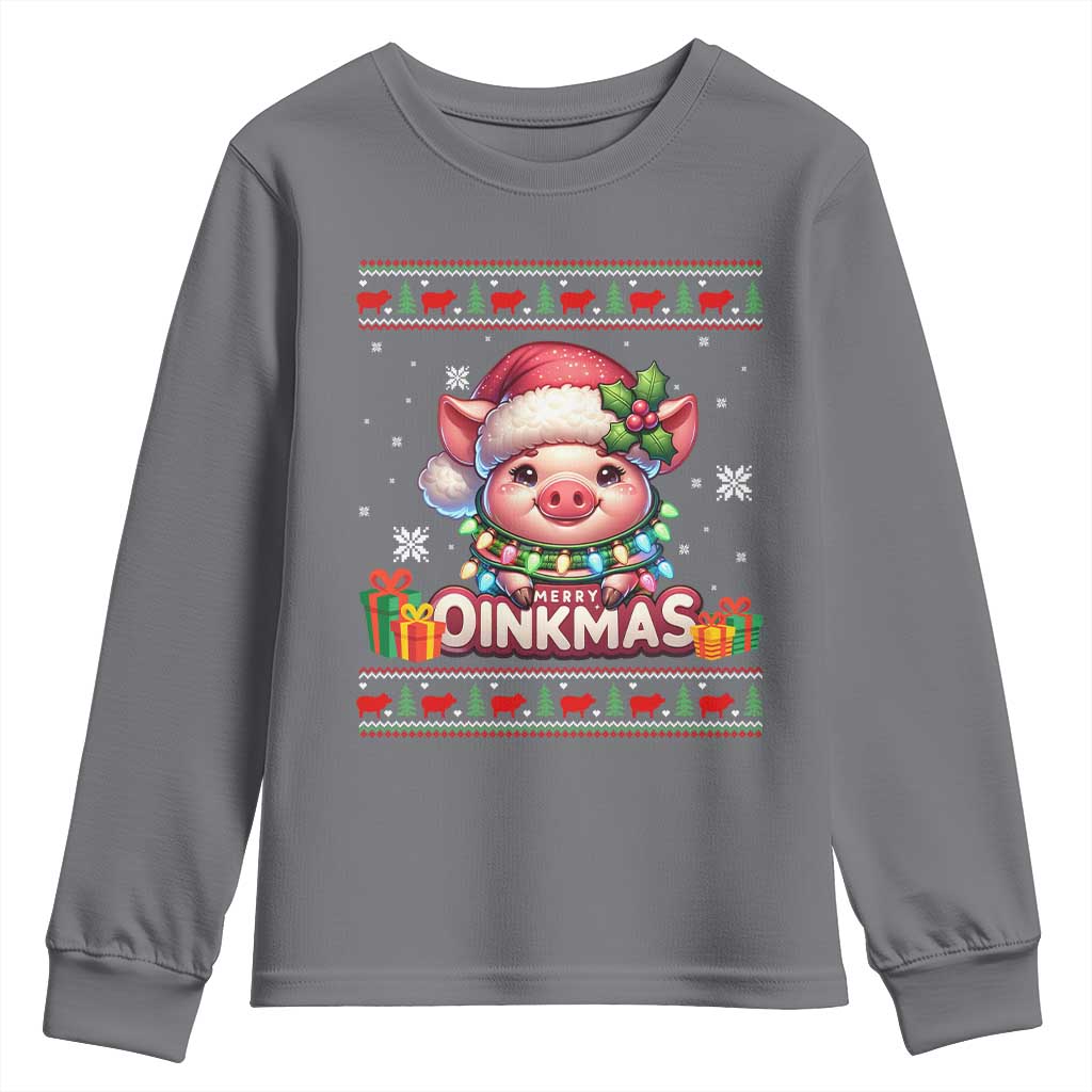 Funny Merry Oinkmas Youth Sweatshirt Pig Lover Ugly Christmas Gift - Wonder Print Shop
