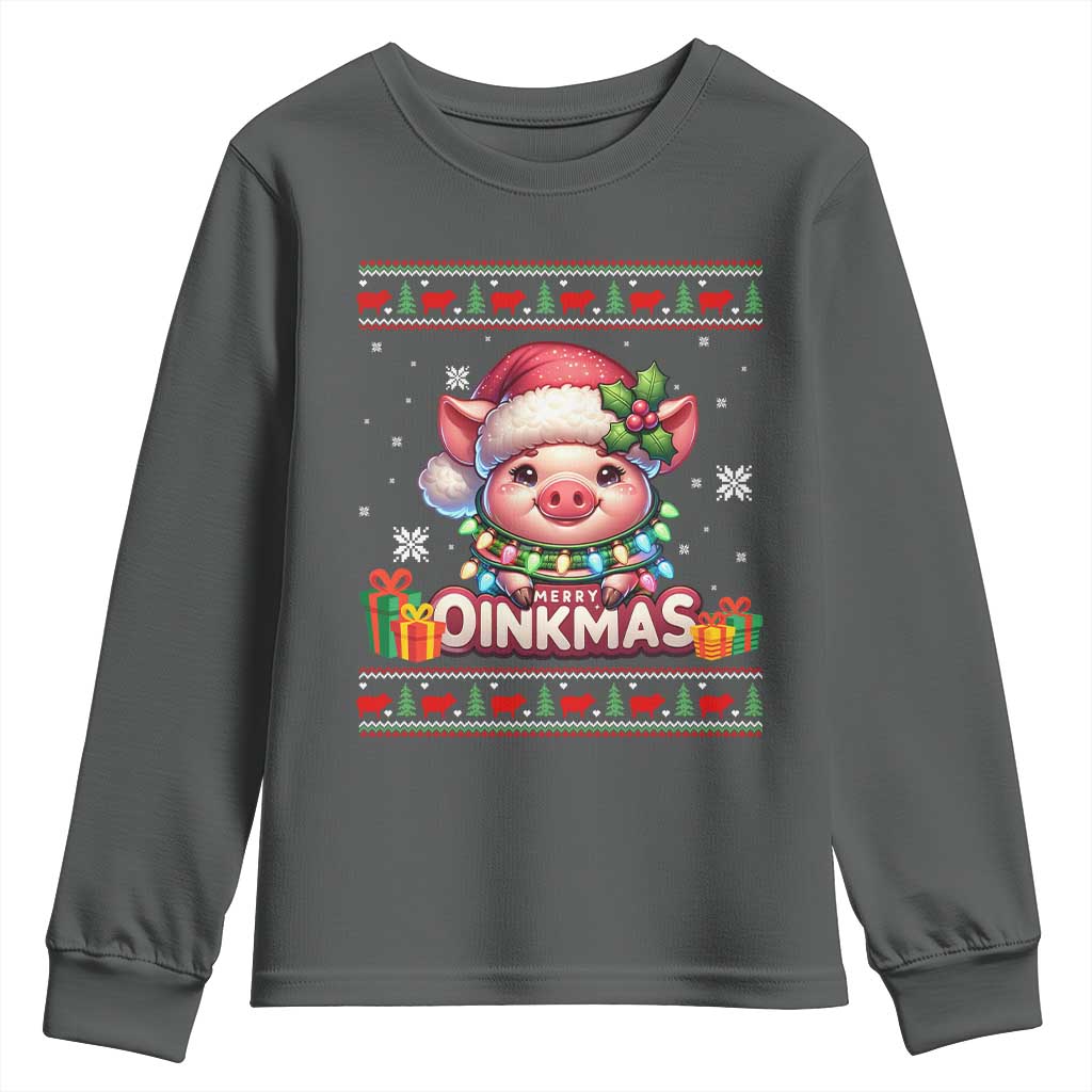 Funny Merry Oinkmas Youth Sweatshirt Pig Lover Ugly Christmas Gift - Wonder Print Shop