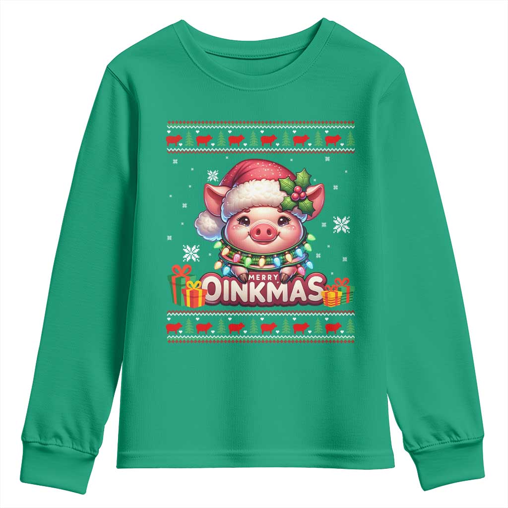 Funny Merry Oinkmas Youth Sweatshirt Pig Lover Ugly Christmas Gift - Wonder Print Shop