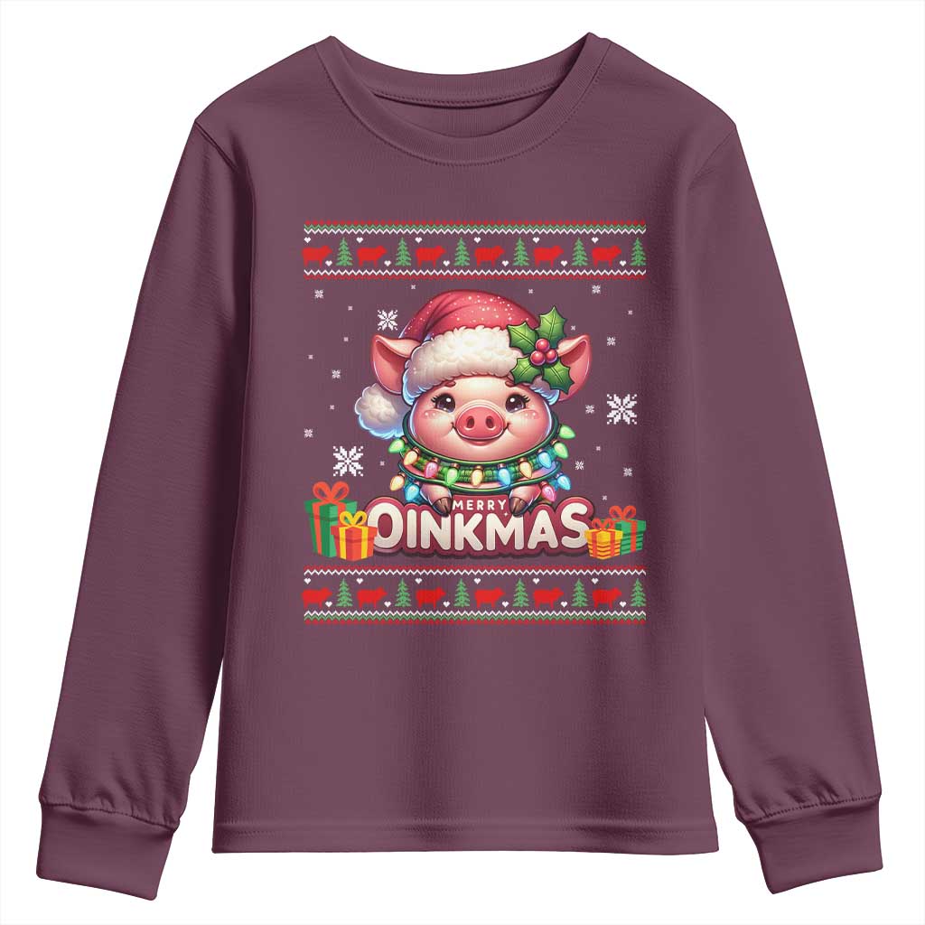 Funny Merry Oinkmas Youth Sweatshirt Pig Lover Ugly Christmas Gift - Wonder Print Shop