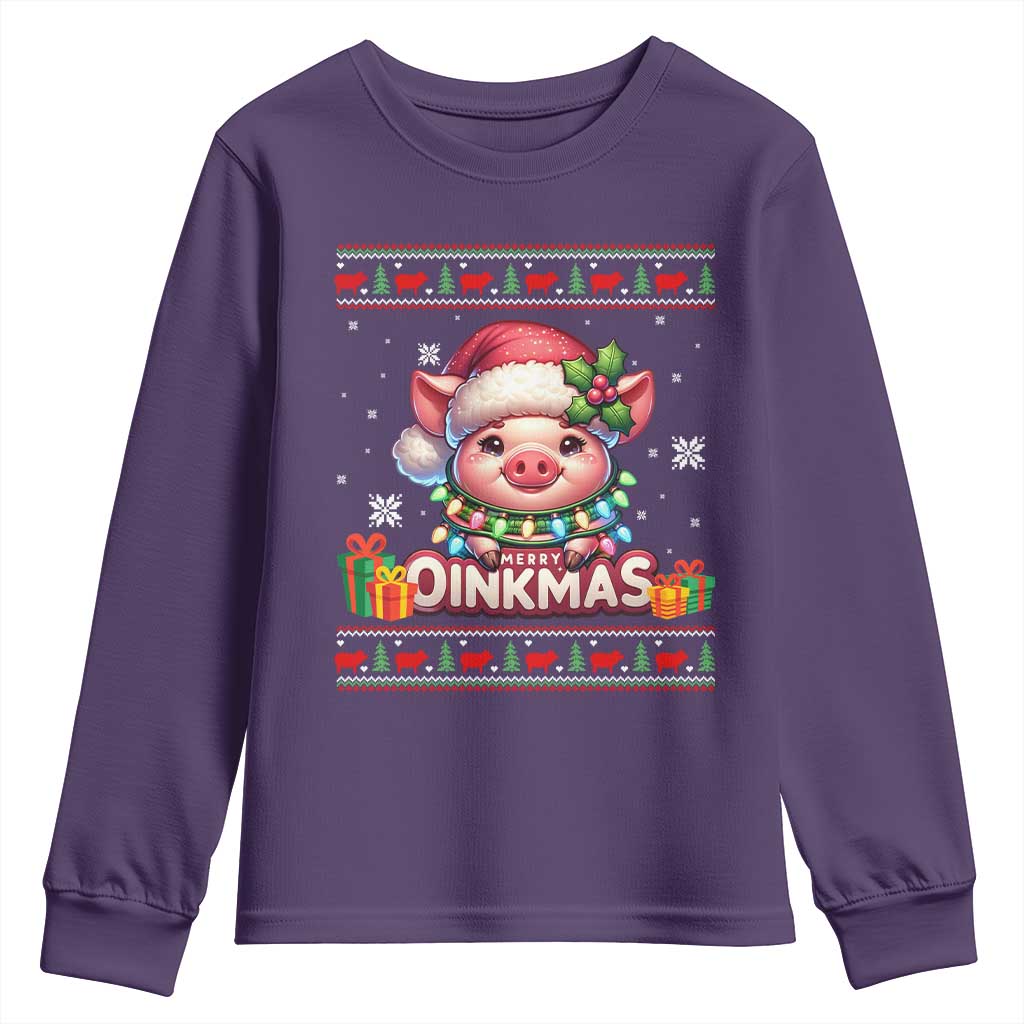 Funny Merry Oinkmas Youth Sweatshirt Pig Lover Ugly Christmas Gift - Wonder Print Shop