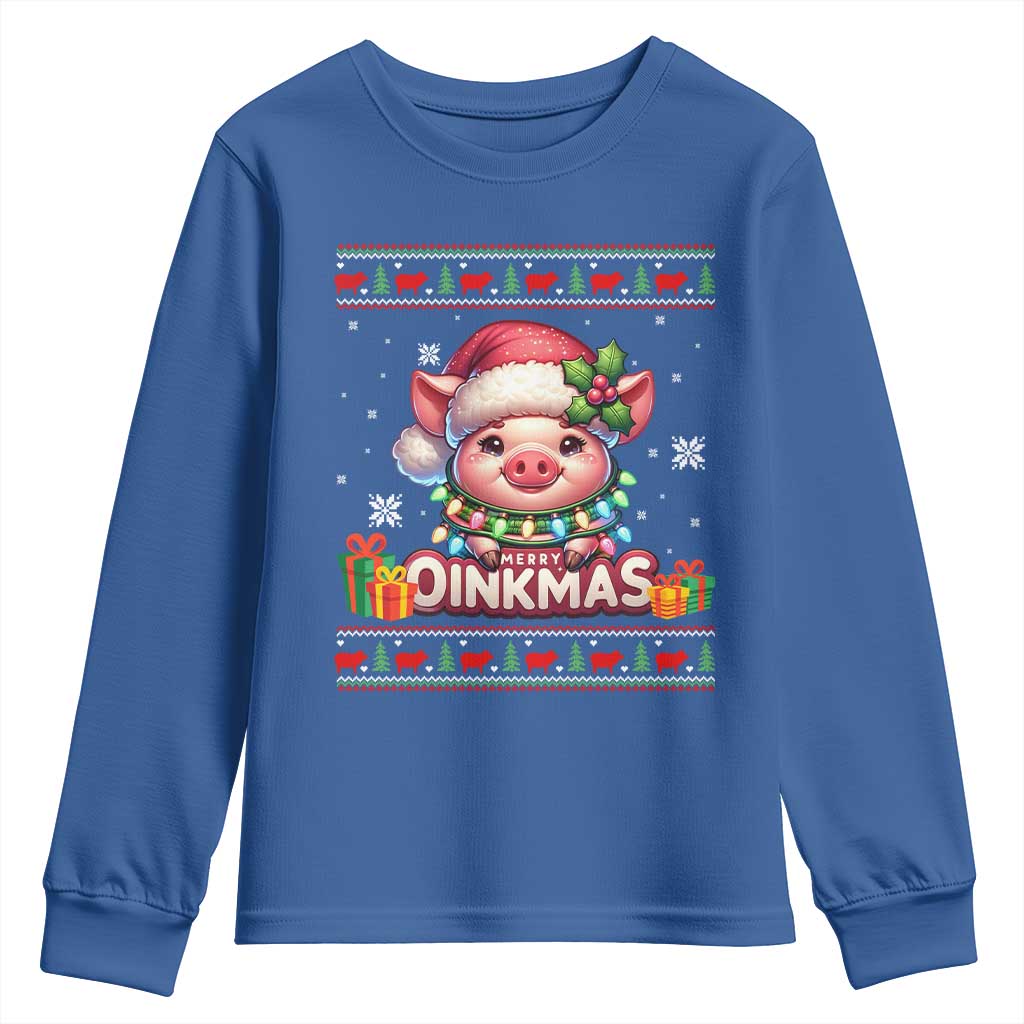 Funny Merry Oinkmas Youth Sweatshirt Pig Lover Ugly Christmas Gift - Wonder Print Shop