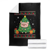 Funny Pig Christmas Tree Ugly Sweater Throw Blanket Farm Animal Gift - Wonder Print Shop