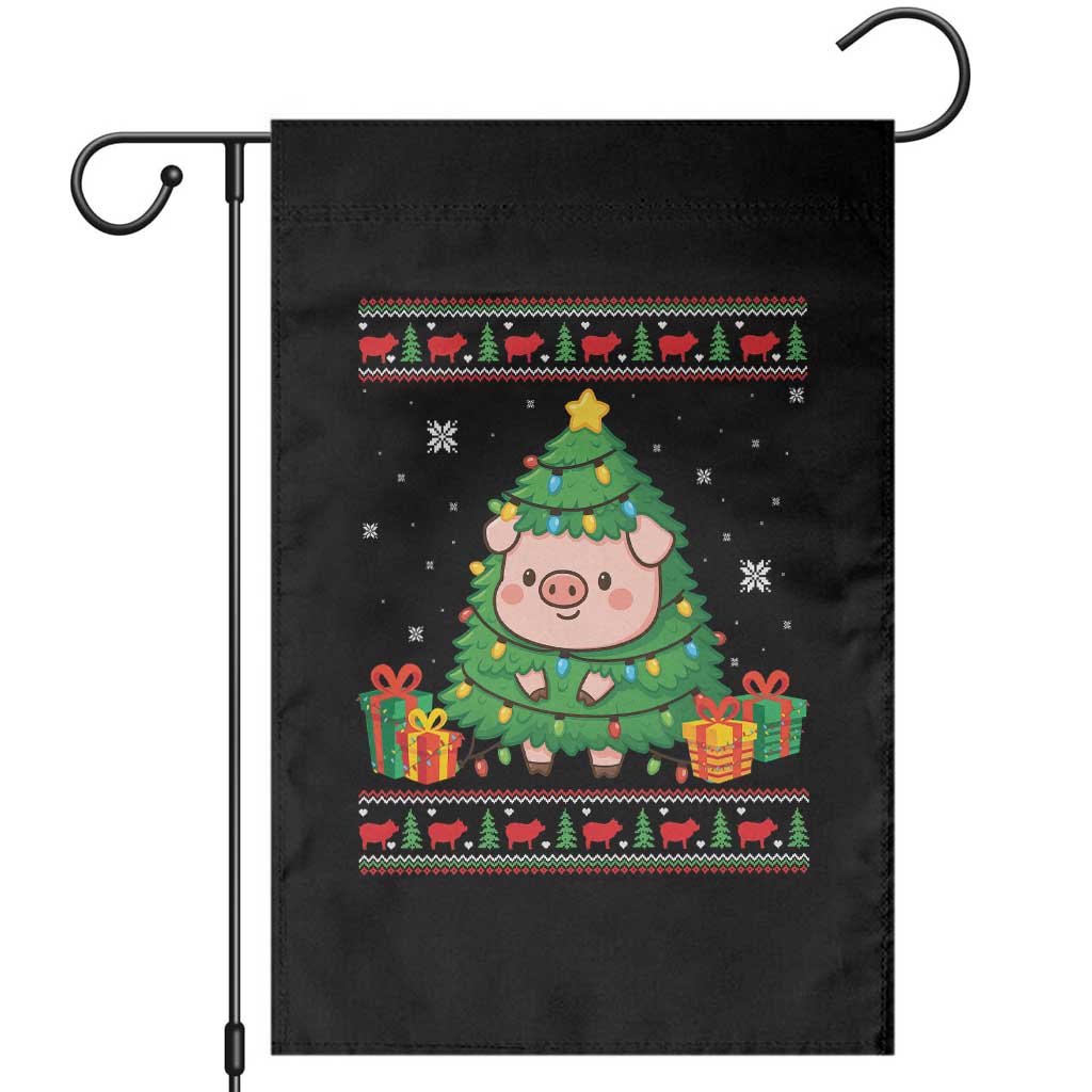 Funny Pig Christmas Tree Ugly Sweater Garden Flag Farm Animal Gift - Wonder Print Shop
