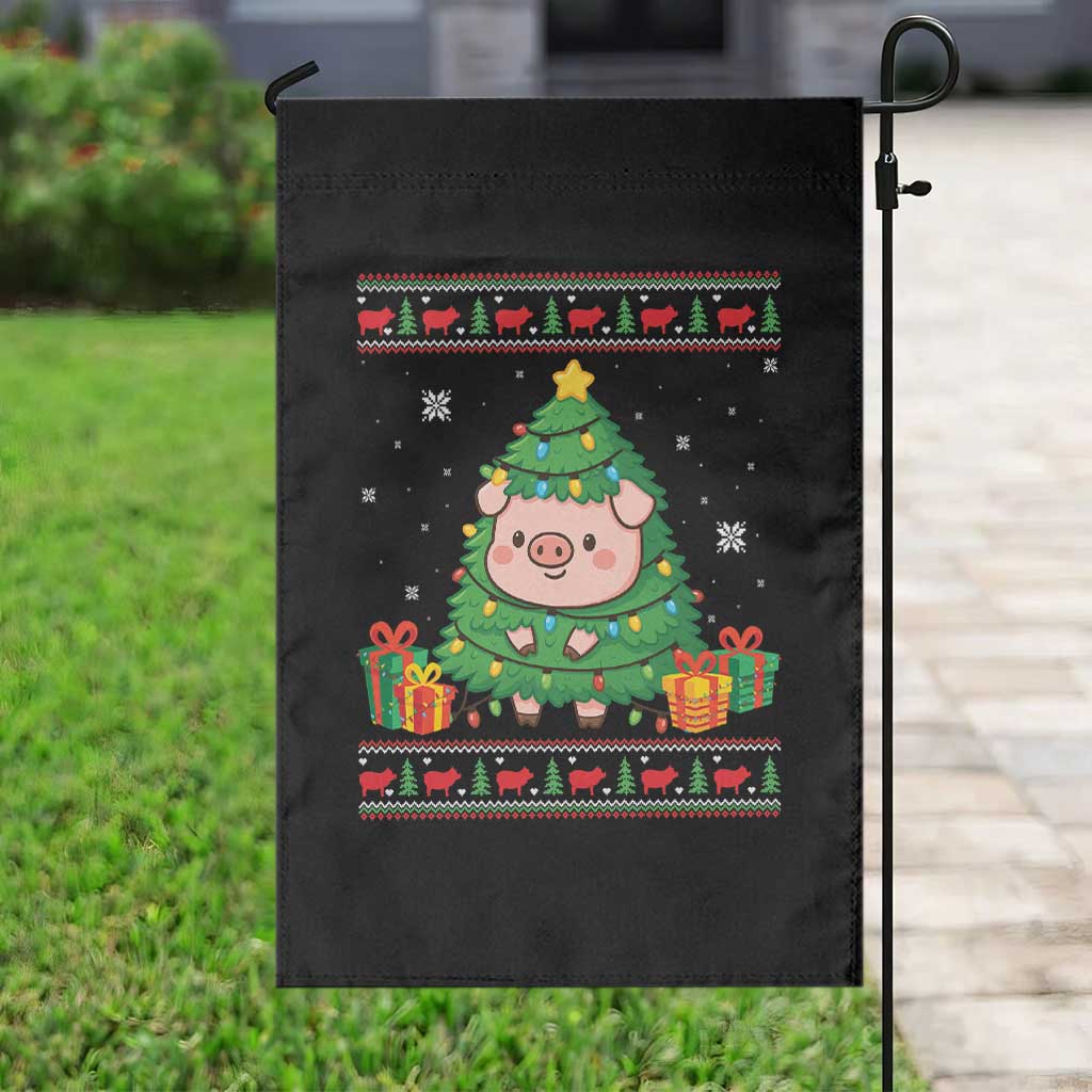 Funny Pig Christmas Tree Ugly Sweater Garden Flag Farm Animal Gift - Wonder Print Shop