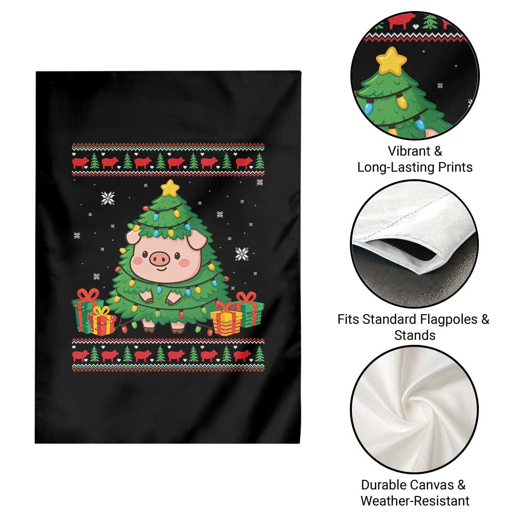 Funny Pig Christmas Tree Ugly Sweater Garden Flag Farm Animal Gift - Wonder Print Shop