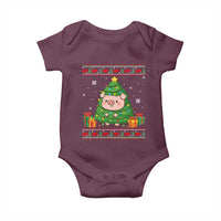 Funny Pig Christmas Tree Ugly Sweater Baby Onesie Farm Animal Gift - Wonder Print Shop