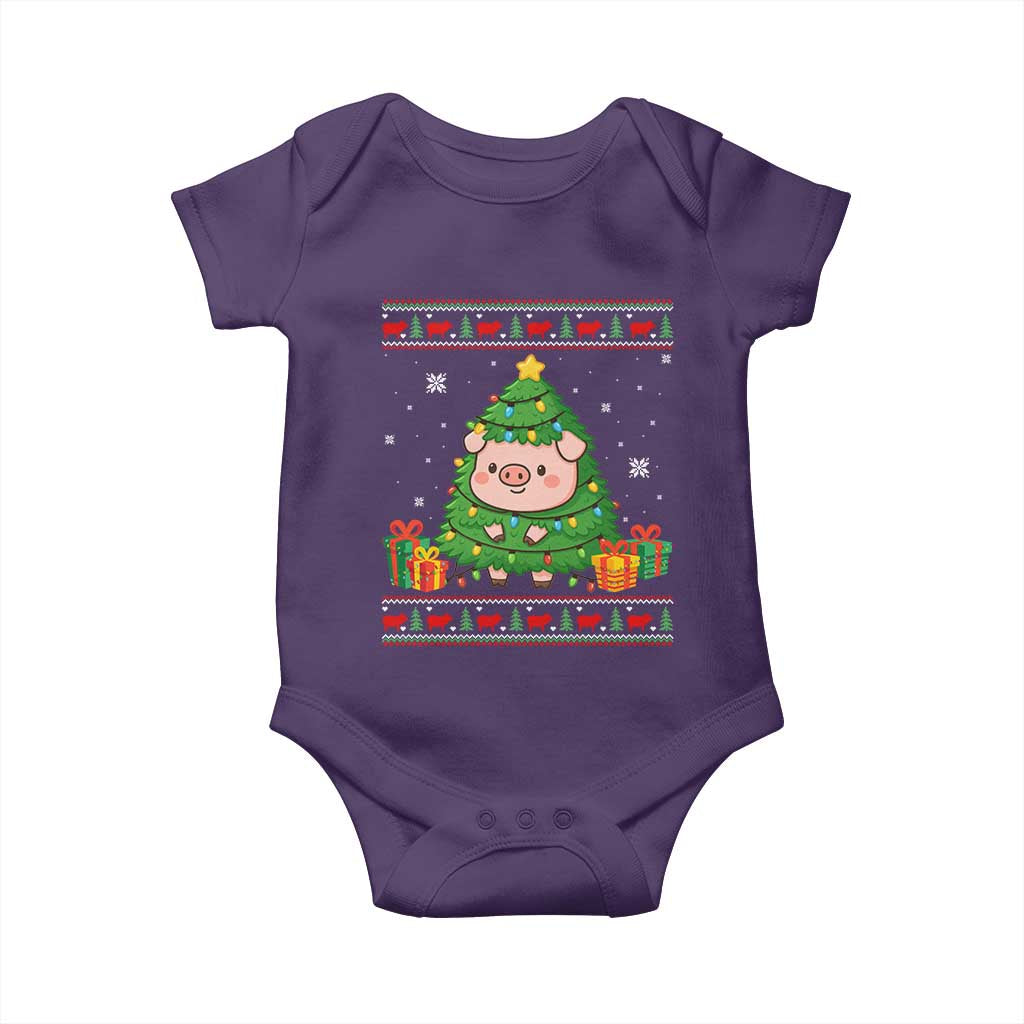 Funny Pig Christmas Tree Ugly Sweater Baby Onesie Farm Animal Gift - Wonder Print Shop