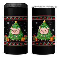 Funny Pig Christmas Tree Ugly Sweater 4 in 1 Can Cooler Tumbler Farm Animal Gift - Wonder Print Shop
