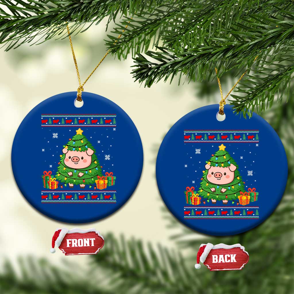 Funny Pig Christmas Tree Ugly Sweater Ceramic Ornament Farm Animal Gift - Wonder Print Shop