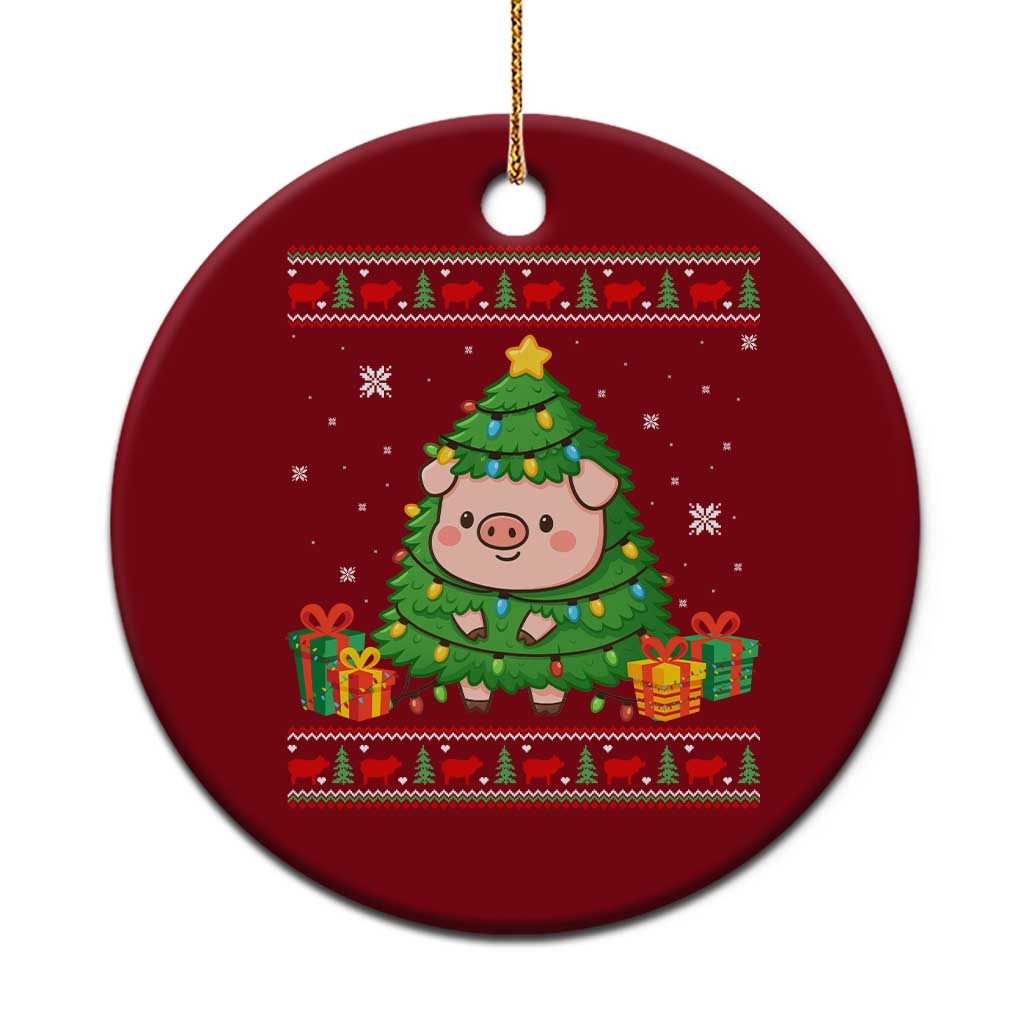 Funny Pig Christmas Tree Ugly Sweater Ceramic Ornament Farm Animal Gift - Wonder Print Shop