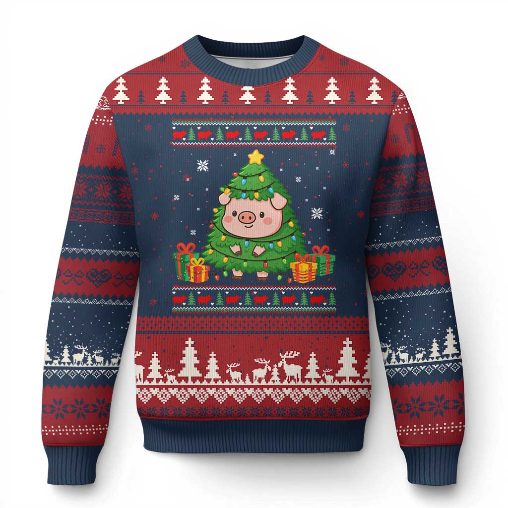 Funny Pig Xmas Tree Ugly Sweater Ugly Christmas Sweater Farm Animal Gift - Wonder Print Shop
