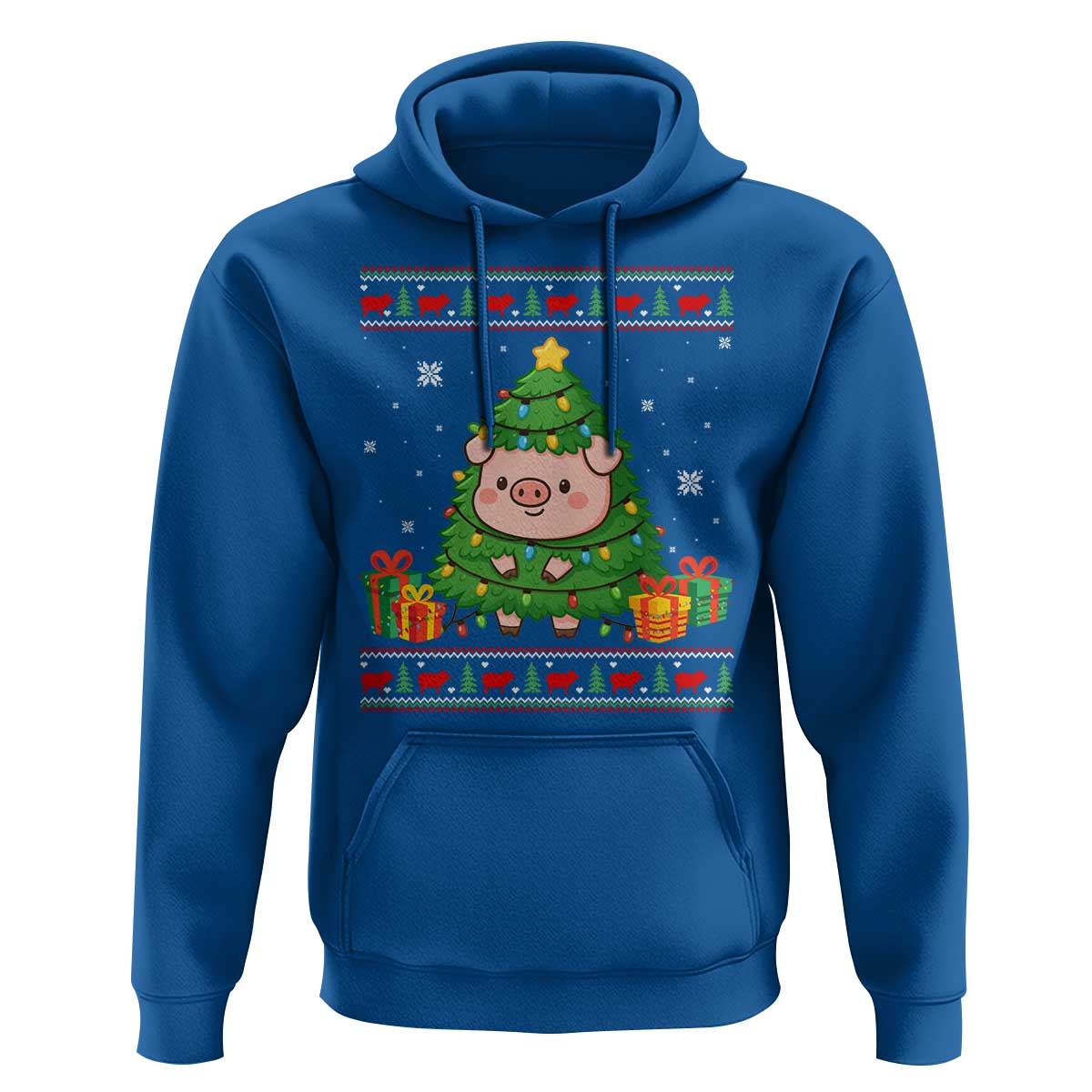 Funny Pig Christmas Tree Ugly Sweater Hoodie Farm Animal Gift - Wonder Print Shop