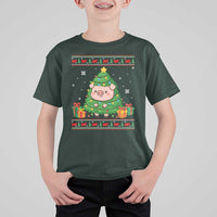 Funny Pig Christmas Tree Ugly Sweater T Shirt For Kid Farm Animal Gift - Wonder Print Shop
