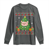 Funny Pig Christmas Tree Ugly Sweater Long Sleeve Shirt Farm Animal Gift - Wonder Print Shop