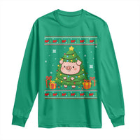 Funny Pig Christmas Tree Ugly Sweater Long Sleeve Shirt Farm Animal Gift - Wonder Print Shop