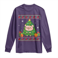 Funny Pig Christmas Tree Ugly Sweater Long Sleeve Shirt Farm Animal Gift - Wonder Print Shop