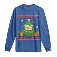 Funny Pig Christmas Tree Ugly Sweater Long Sleeve Shirt Farm Animal Gift - Wonder Print Shop