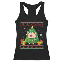Funny Pig Christmas Tree Ugly Sweater Racerback Tank Top Farm Animal Gift - Wonder Print Shop