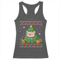 Funny Pig Christmas Tree Ugly Sweater Racerback Tank Top Farm Animal Gift - Wonder Print Shop