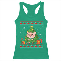 Funny Pig Christmas Tree Ugly Sweater Racerback Tank Top Farm Animal Gift - Wonder Print Shop