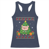 Funny Pig Christmas Tree Ugly Sweater Racerback Tank Top Farm Animal Gift - Wonder Print Shop