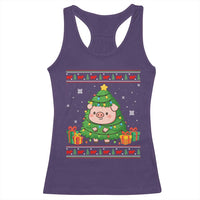 Funny Pig Christmas Tree Ugly Sweater Racerback Tank Top Farm Animal Gift - Wonder Print Shop