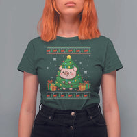 Funny Pig Christmas Tree Ugly Sweater T Shirt For Women Farm Animal Gift - Wonder Print Shop