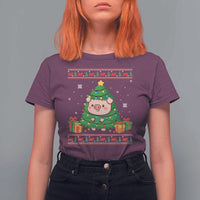 Funny Pig Christmas Tree Ugly Sweater T Shirt For Women Farm Animal Gift - Wonder Print Shop